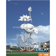 Modern Large Famous Arts Abstract Stainless steel Flower Sculpture for Outdoor decoration